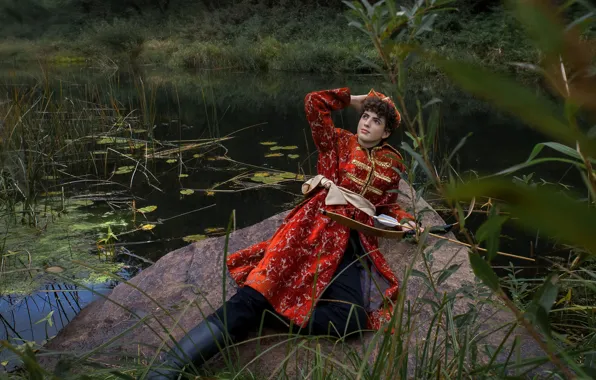 Summer, grass, look, leaves, nature, pose, lake, pond