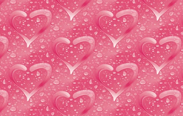 Picture water, drops, background, holiday, heart, figure, texture, Valentine