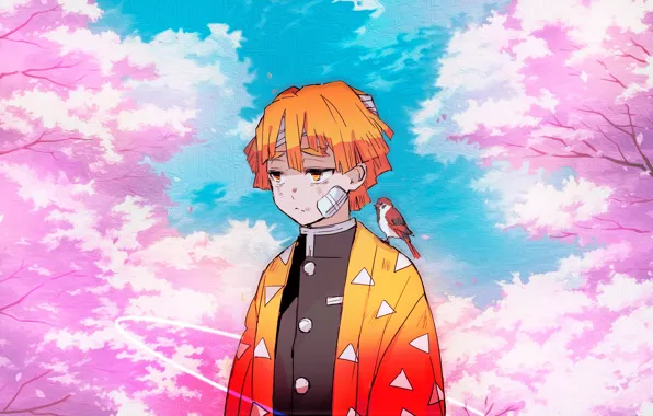 Picture guy, painting, Demon Slayer Kimetsu no Yaiba, The Blade Cleaves Demons, Zenitsu Agatsuma