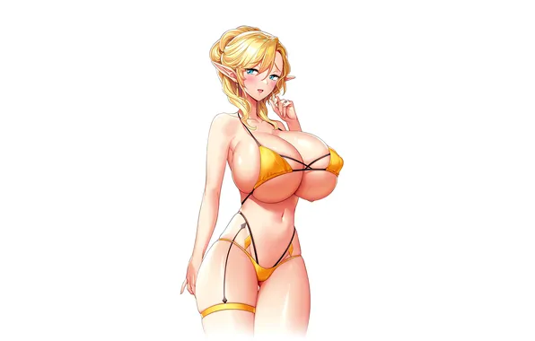 Girl, sexy, cleavage, erect nipples, boobs, anime, beautiful, short hair