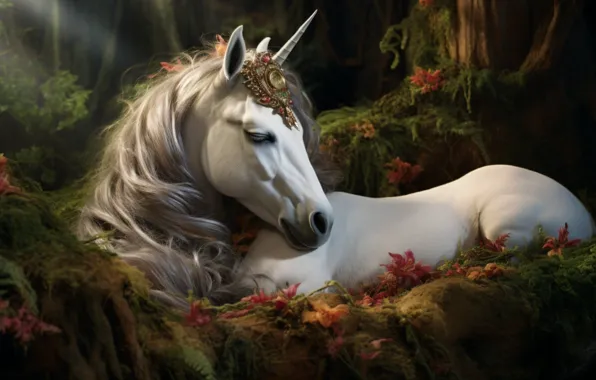 Flowers, nature, unicorn