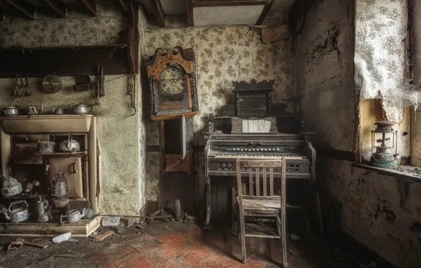 Room, garbage, things, abandonment, old house