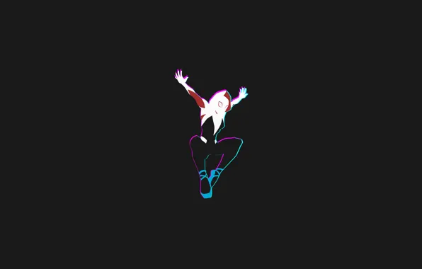 Minimalism, art, black background, minimalism, art, Marvel, black background, Gwen Stacy