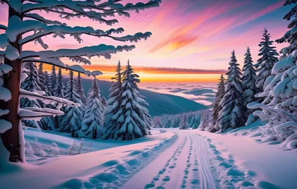 Winter, forest, snow, ate, Christmas, New year, tree, Christmas trees