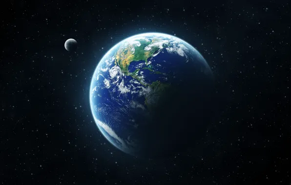 The moon, Planet, Space, Earth, Terra