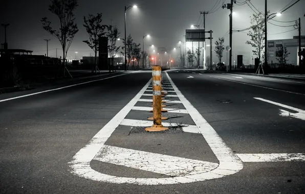 Night, markup, Road, lantern