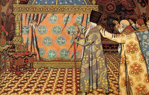 Picture crown, Bilibin Ivan Yakovlevich, (1876-1942), Awakening Dodona