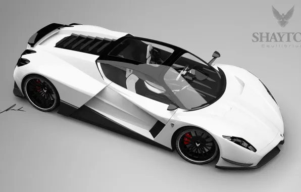 White, supercar, side, Shayton
