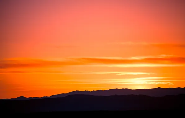 The sky, sunset, mountains, paint, silhouette, Santa Fe, Acequie Madre