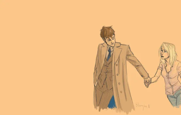 Girl, figure, art, blonde, male, coat, Doctor Who, Doctor Who