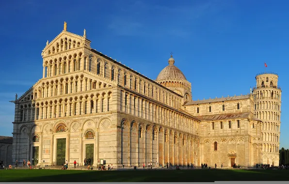 The sky, people, tower, Italy, Cathedral, Pisa