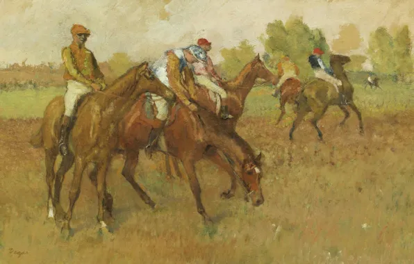 Picture, horse, rider, genre, Edgar Degas, Edgar Degas, Before The Race