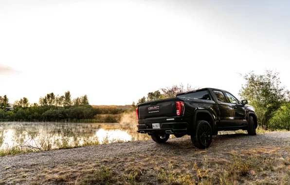 Picture shore, pickup, pond, 2018, GMC, Sierra, Crew Cab, 2019