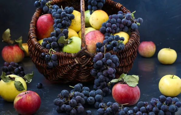 Picture berries, apples, grapes, fruit
