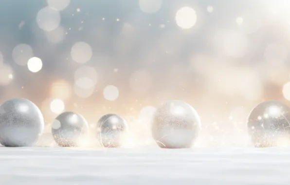 Winter, balls, snow, lights, balls, Shine, Christmas, New year