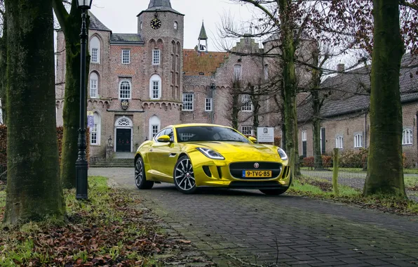 Picture gold, jaguar, coupe, castle, f-type