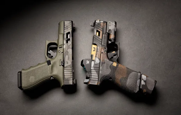 Gun, background, pair