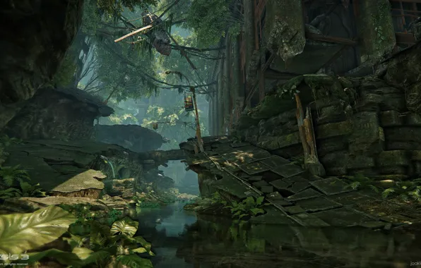 Rocks, channel, helicopter, Financial District, Crysis 3 MP