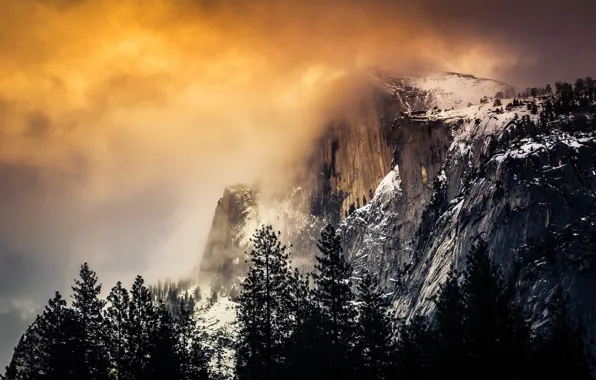 Mountains, fog, cloud