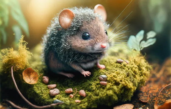 Look, nature, graphics, moss, animal, mouse, mouse, baby
