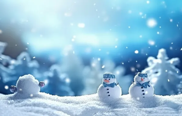 Winter, snow, nature, Christmas, the snow, New year, snowmen, snowman