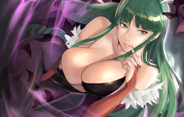Girl, sexy, cleavage, green eyes, long hair, legs, boobs, anime