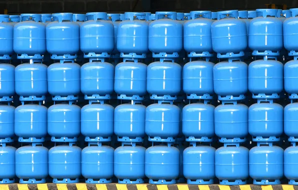 Picture blue, order, accumulation, gas cylinders