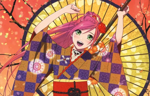 Umbrella, kimono, FANG., ROSARIO VAMPIRE