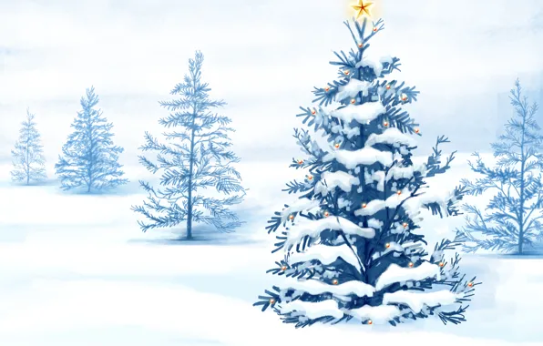 Winter, snow, figure, new year, Tree