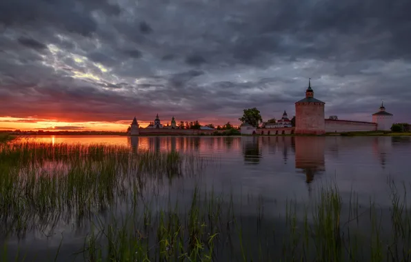 Picture landscape, sunset, nature, the evening, Maxim Evdokimov, Kirillo-Belozersky monastery, Siverskoye Lake