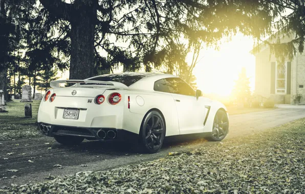 Picture white, Nissan, white, GT-R, sports car, Nissan