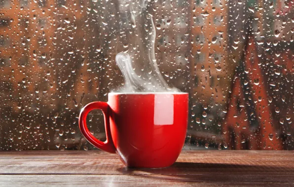 Picture glass, drops, rain, Cup, smoke