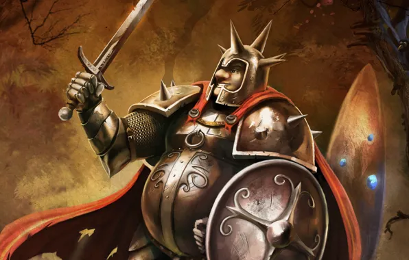 Picture sword, warrior, shield, art, Trine 2, Pontius, Pontius