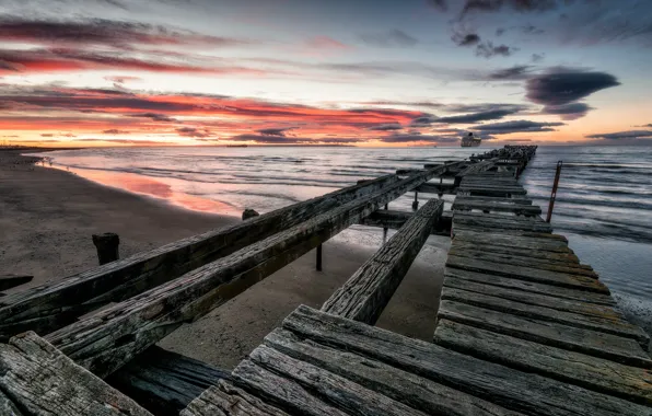 Picture sunset, bridge, ship, sea