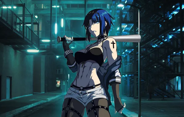 Picture game, anime, blue eyes, ciel, blue hair, melty blood, tsukihime, night street