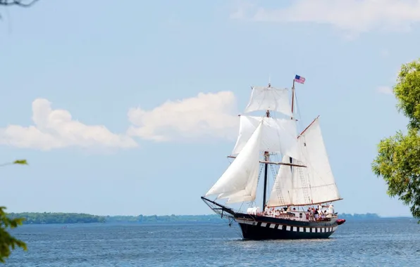 Picture sea, the wind, ship, sail, journey