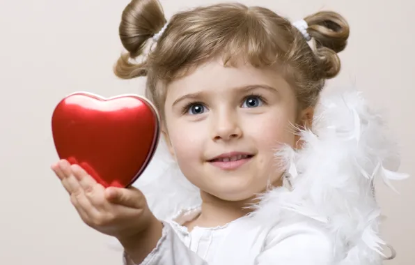 Picture love, children, childhood, heart, child, angel, feathers, love