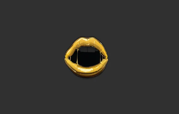 Picture Minimalism, Lips, Style, Grey, Gold
