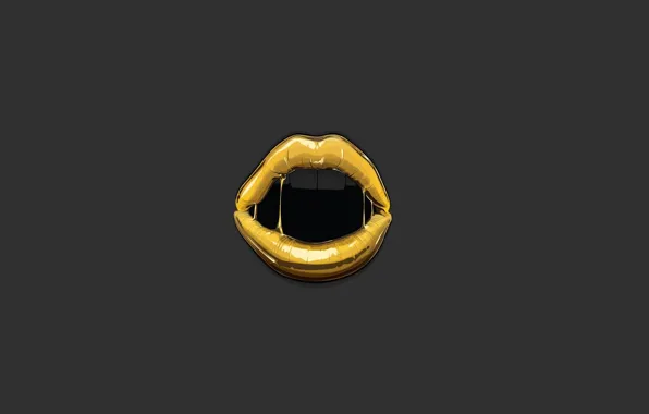 Minimalism, Lips, Style, Grey, Gold