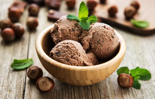 Ice cream, dessert, chocolate, nuts, ice cream, chocalate, Oxana Denezhkina