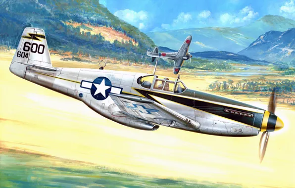Picture war, art, airplane, painting, aviation, ww2, North American Mustang F-6C &ampquot;Miss Revenge&ampquot;