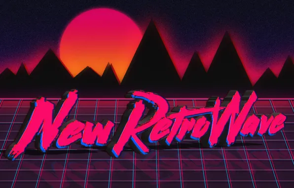 The sun, Mountains, Music, Neon, Background, Electronic, Synthpop, VHS
