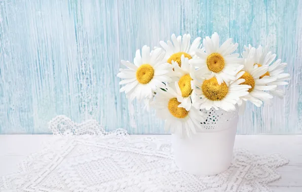 Picture flowers, chamomile, bouquet, pots