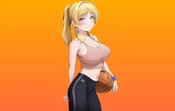 Hot, pretty, Basketball, blonde, sports, sweat, fitness, tights