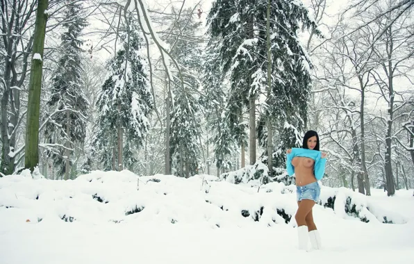 Chest, girl, snow, Park