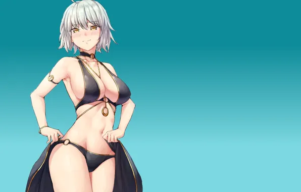 Girl, sexy, Anime, fate stay night, pretty, bikini, Fate, white haired