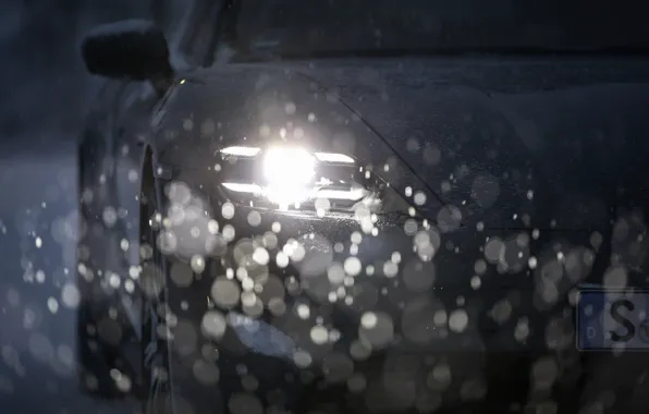 Snow, black, headlight, Porsche, before, 2020, Taycan, Taycan 4S