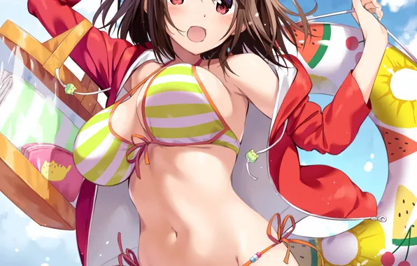 Picture girl, sexy, cleavage, long hair, boobs, anime, beautiful, pretty