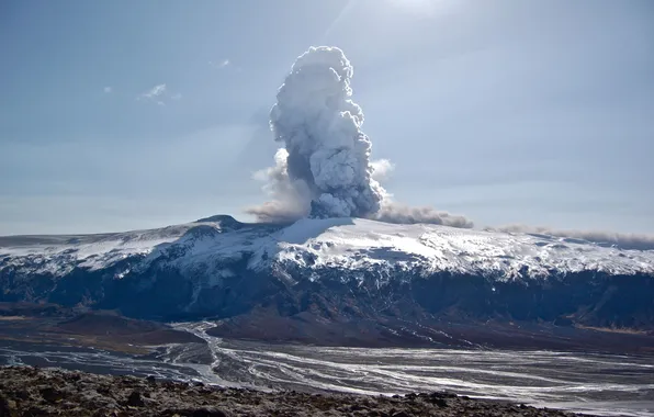 Picture ash, Wallpaper, smoke, mountain, the volcano, lava, wallpaper, Eyjafjallajökull
