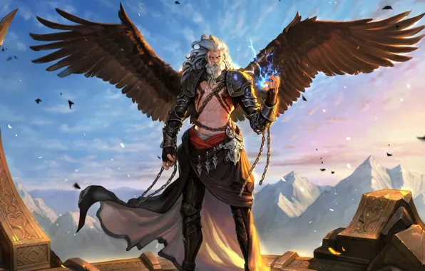 Picture wings, warrior, art, fantasy, chain, prisoner, zeus, Daejun Park (Gae Go)